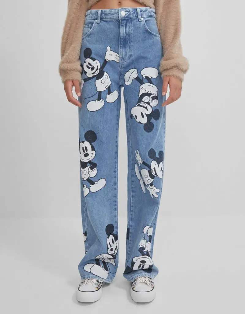 Bershka Mickey Mouse 90’s jeans, £25.99