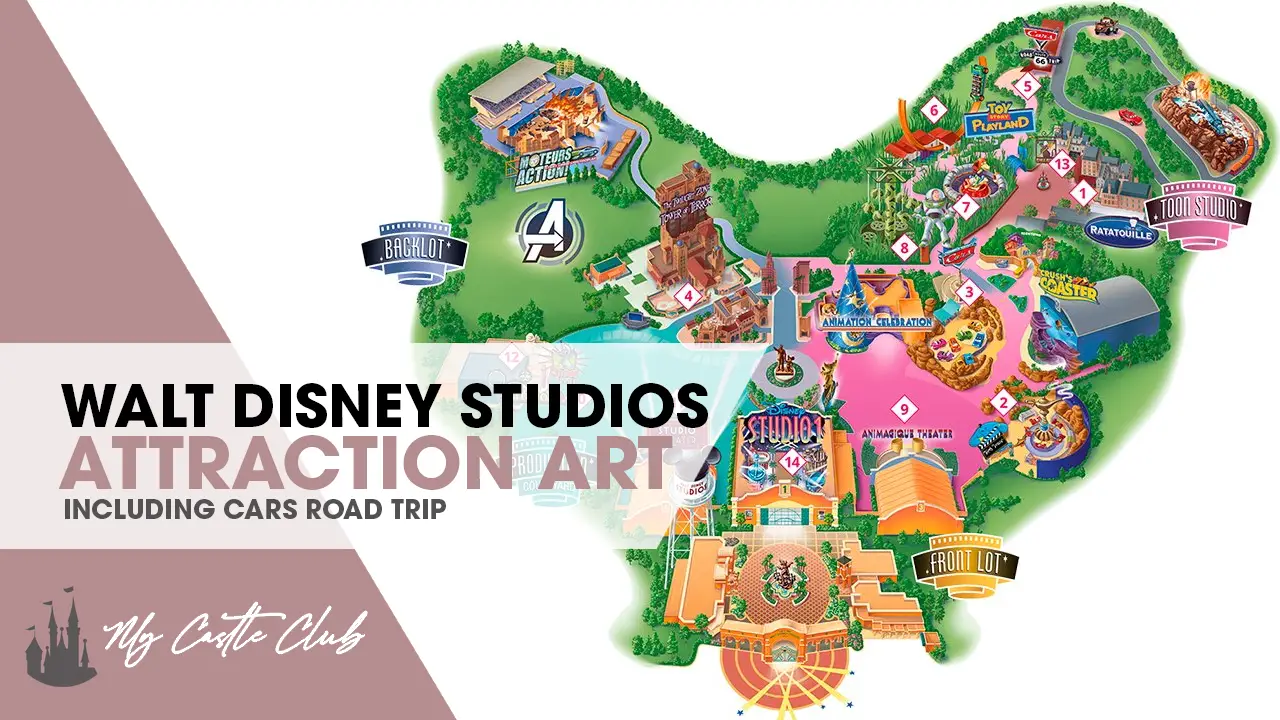 Walt Disney Studios Paris Release Attraction Art and Map for “Cars Road Trip”