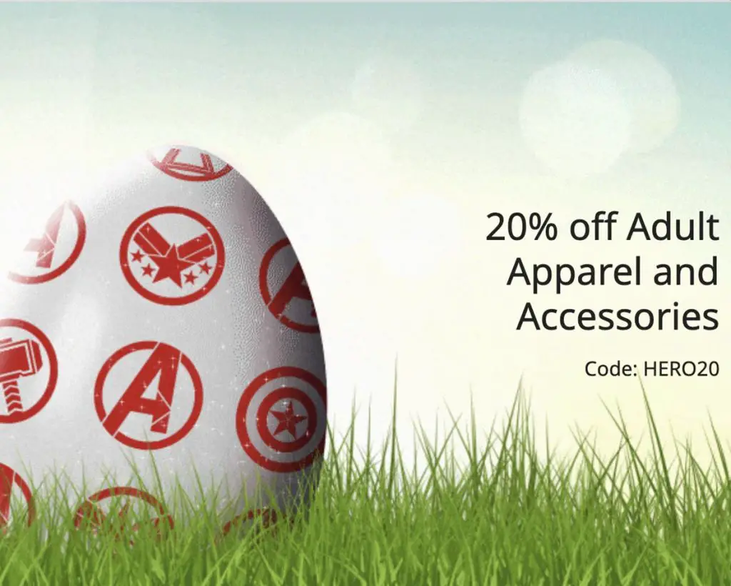 Avengers Easter Egg Shop Disney 20% Off Adult Clothes and Accessories.