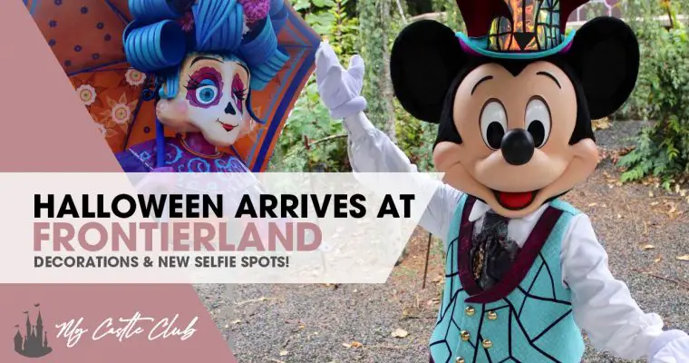 Frontierland starts to see Halloween Decorations & Mickey Mouse is at the Phantom Manor Selfie Spot !