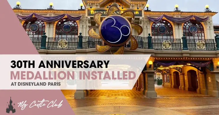 30th Anniversary Medallion Installed on the Main Street Station at Disneyland Paris