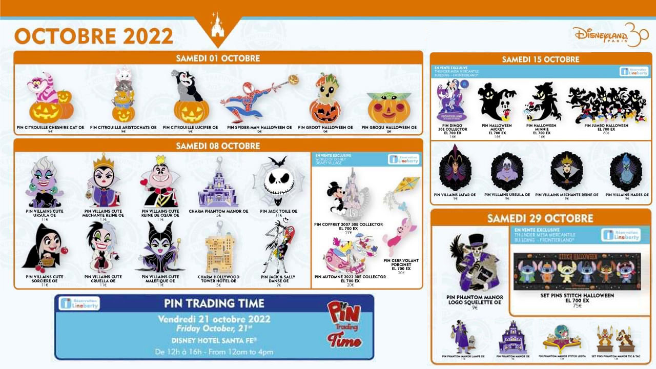 Disneyland Paris October 2022 Pin Release Information & Pin Trading Event