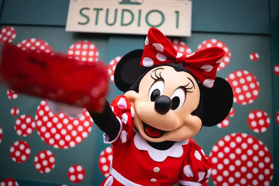 Minnie Mouse Paints Disneyland Paris Red and White for Polka Dot Day