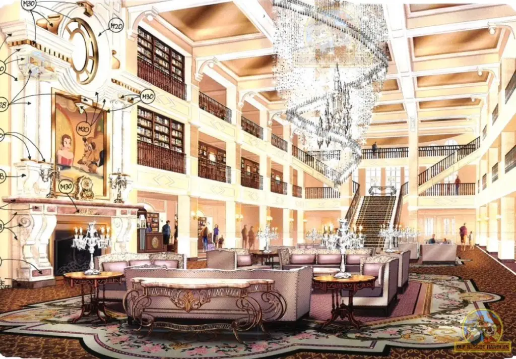 Disneyland Hotel Concept Art: beauty and the Beast Lobby