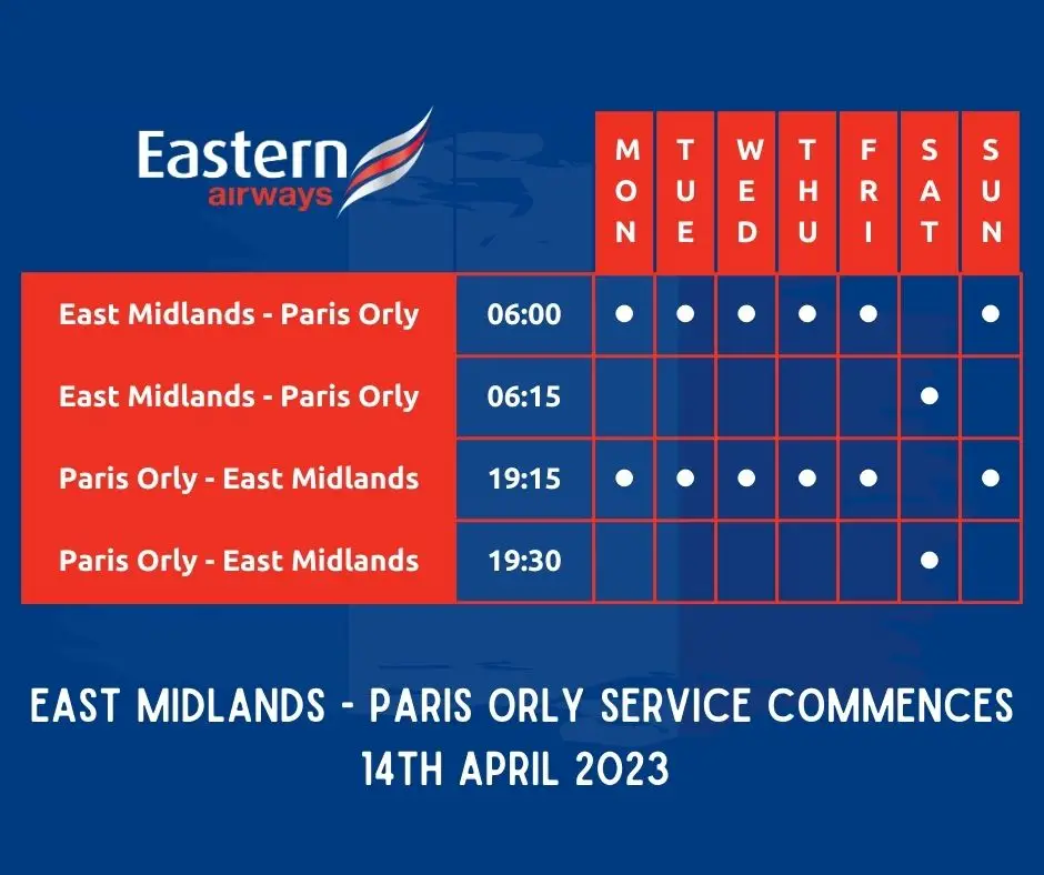 Eastern Airways Launch UK to Paris flights from East Midlands