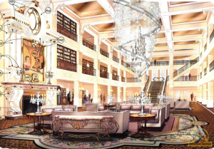 Disneyland Hotel Concept Art: beauty and the Beast Lobby