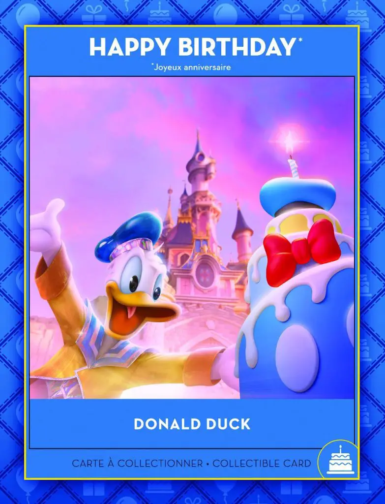 Donald Duck Birthday Collectable Card Disneyland Paris