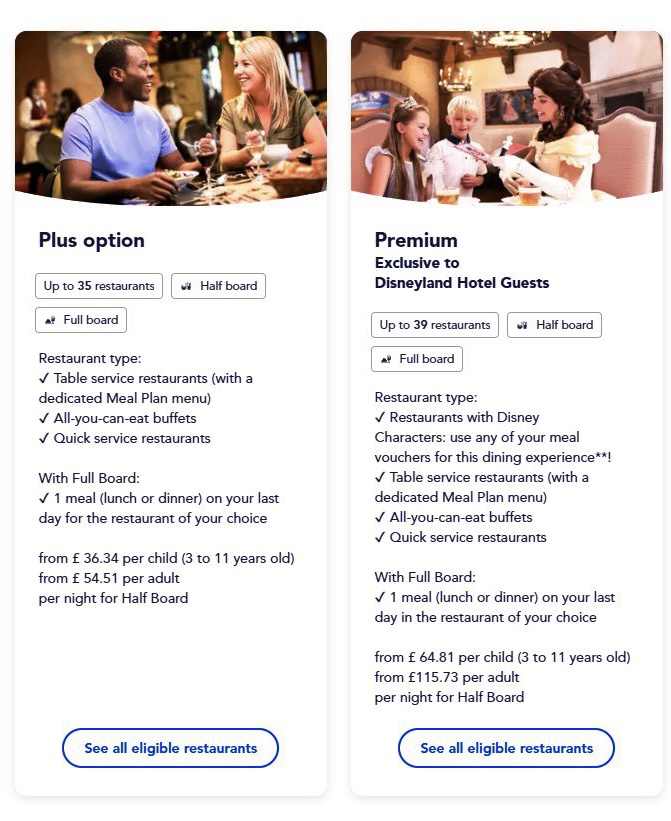 Disneyland Hotel Premium Meal Plan 