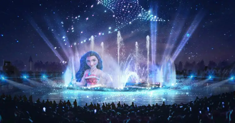 Unique Nighttime Show above the Central Lake at Disney Adventure World will debut with Water Drones in 2026!